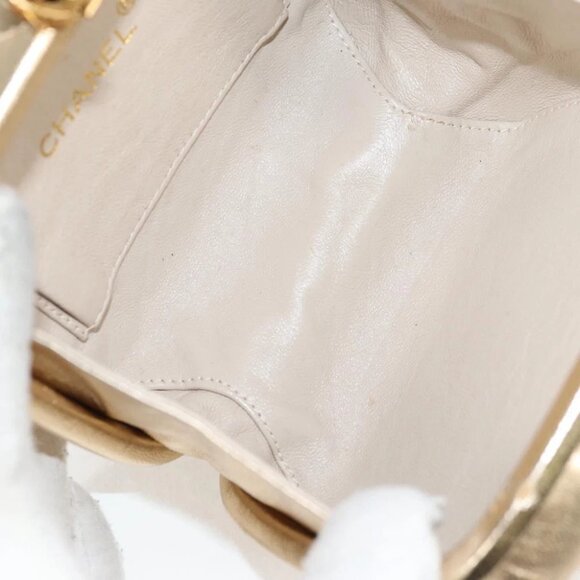 CHANEL Matelasse Chain Shoulder Bag Lamb Skin Gold CC Auth 130943V - Picture 11 of 15